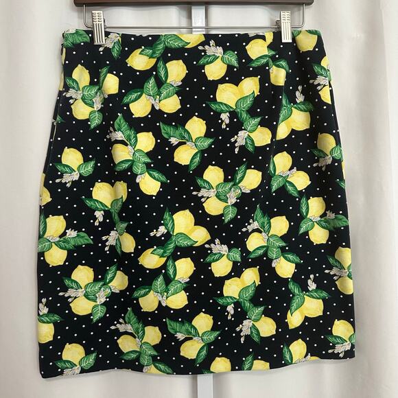 Talbots Navy Lemon Print Straight Stretch Knit Skirt 10P‎ Classic Summer Staple - Picture 4 of 7
